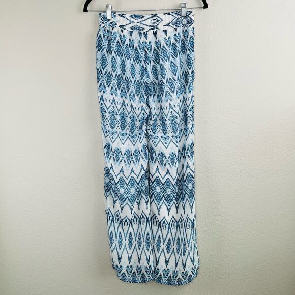 Red Saks Fifth Avenue Blue White Wide Leg Pullon Aztec Palazzo Pants XS - Picture 2 of 10